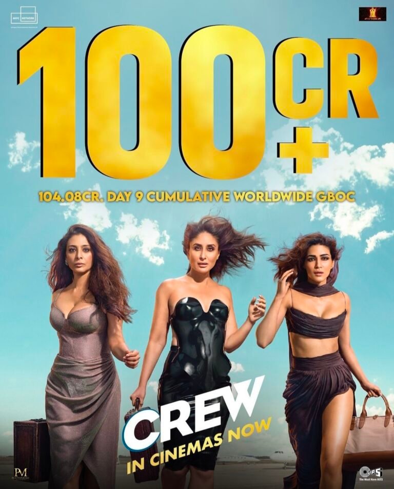 The movie “Crew” secures 100 crore club by following three positions with earnings of Rs. 133.64 crores and Rs. 110.03 crores.