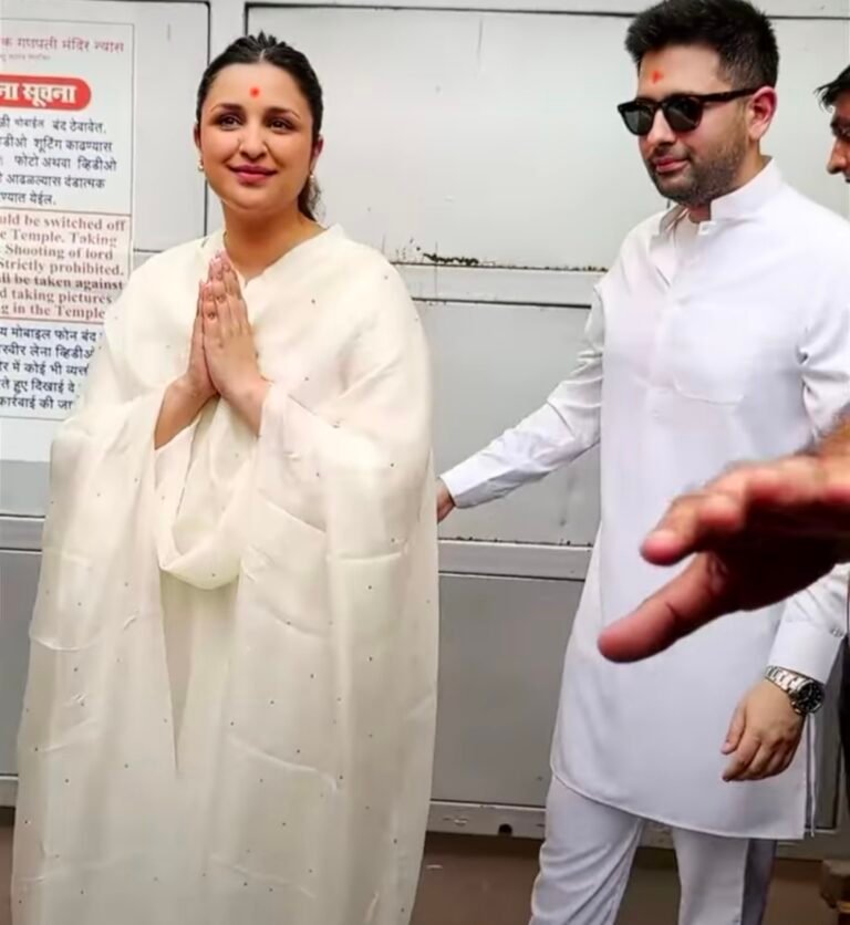 Parineeti Chopra, the Bollywood actress, and her husband, Raghav Chadha, an AAP MP, spotted together in Mumbai, visiting the revered Siddivinayak Temple.